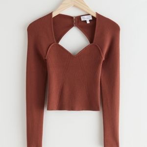 & Other Stories Fitted Cropped Sweetheart Neck Rib Top